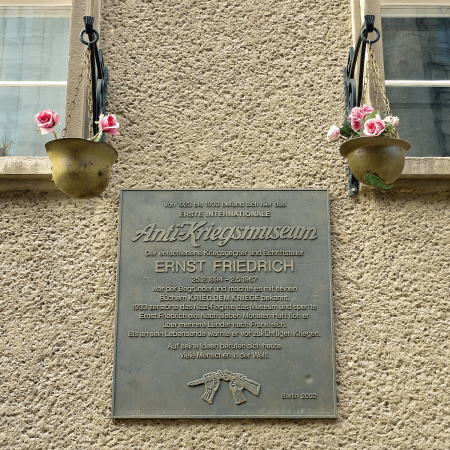 At the former site, a plaque commemorates the Anti-War Museum.